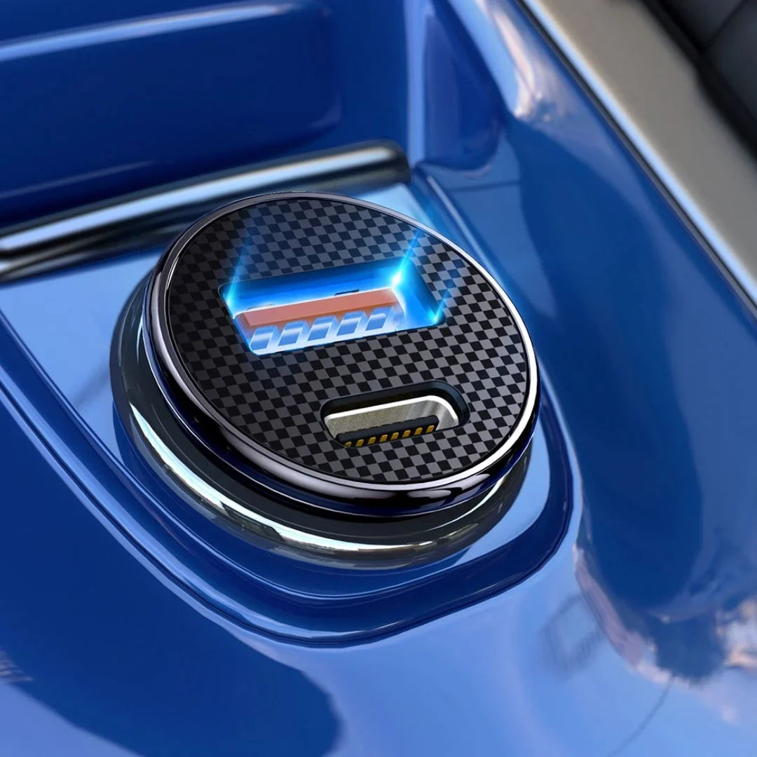 Carregador rápido para automóvel com 2 portas USB