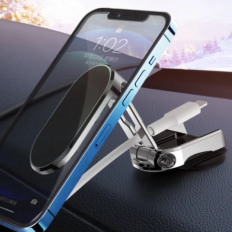 Suporte de telemóvel dobrável em metal com íman para carro